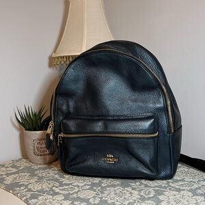 Coach Navy Leather Backpack